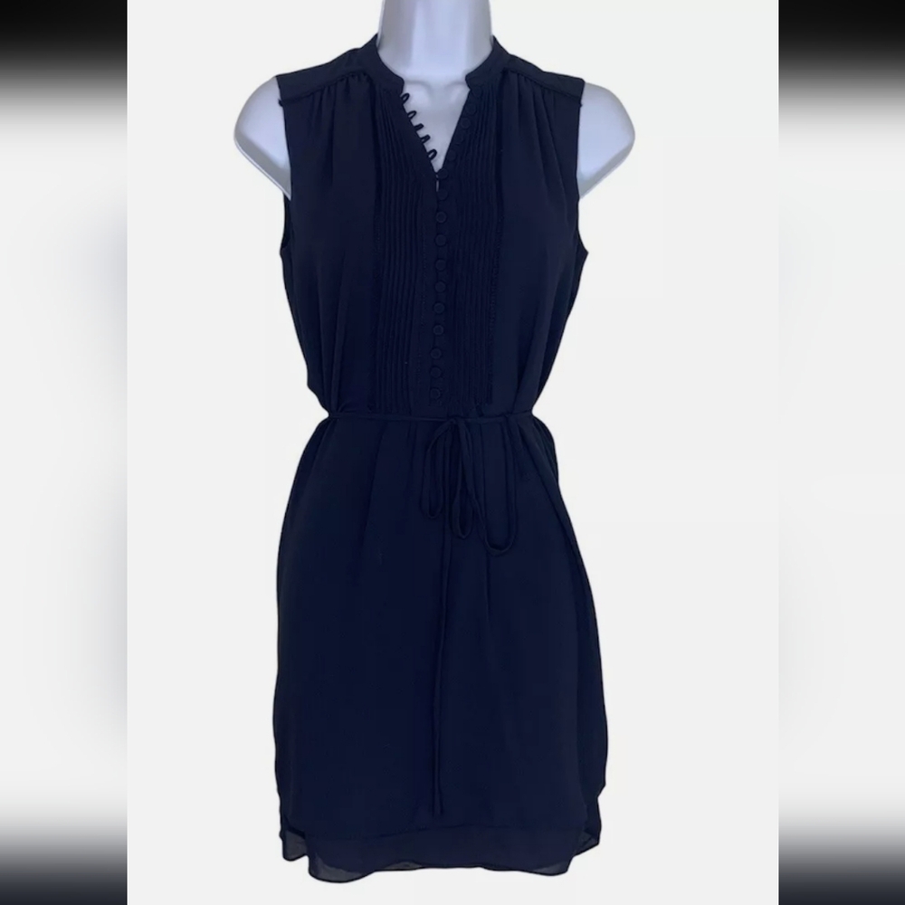 NWT H&M Navy Pin Tuck Belted Sleeveless Dress